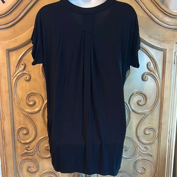 INC Black Relaxed Ruched Blouse - Picture 5 of 8